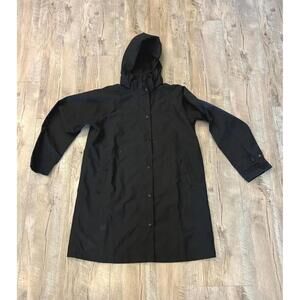 Women's Black L.L Bean Hooded Raincoat Size Medium